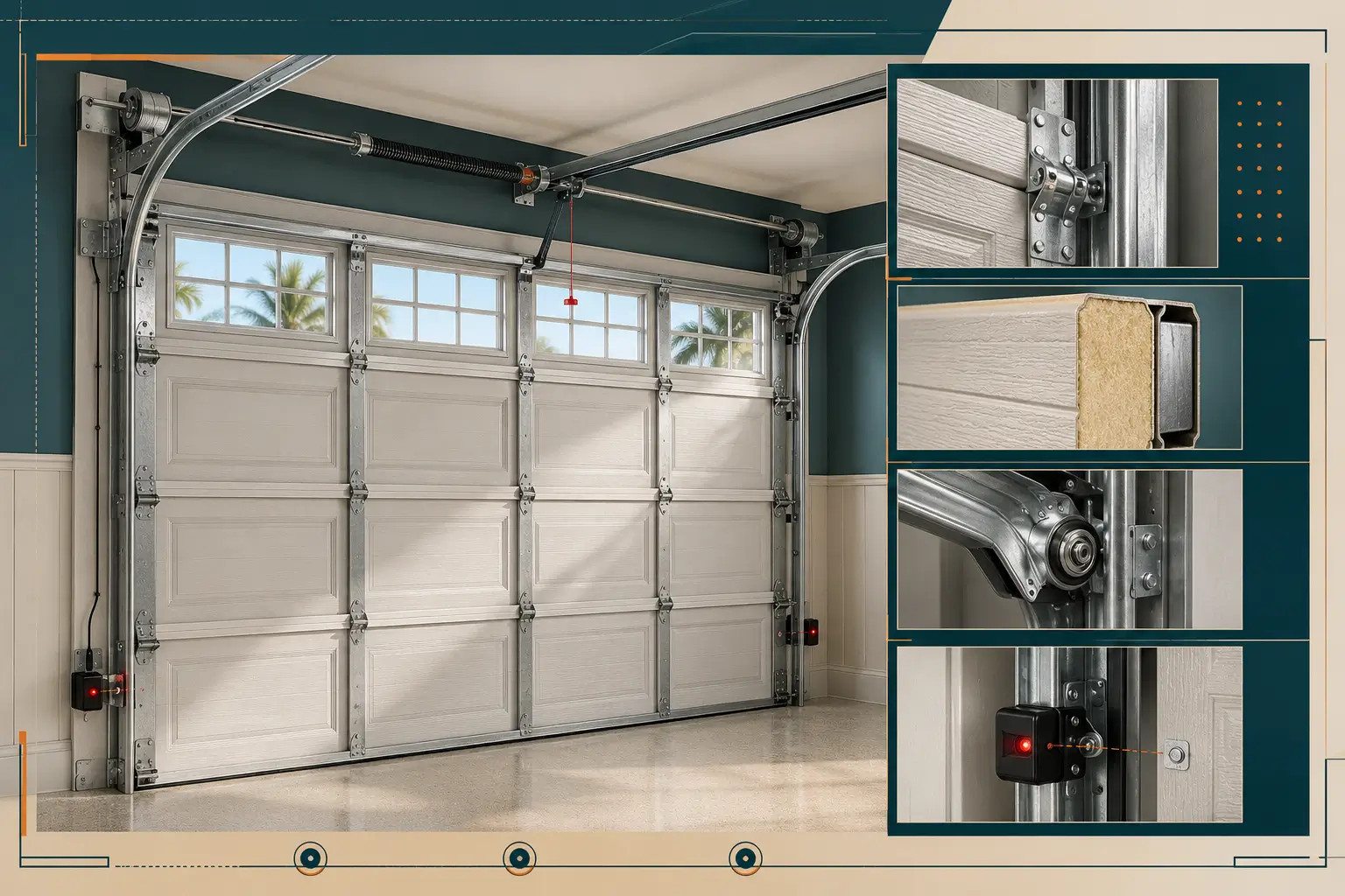 Marine grade overhead garage door engineering system in Galveston Texas